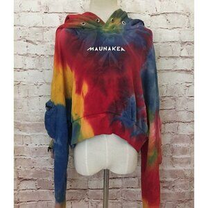 Tales of Mauna Kea Love Tie Dye Cropped Hoodie Sweatshirt Made In Italy Womens L